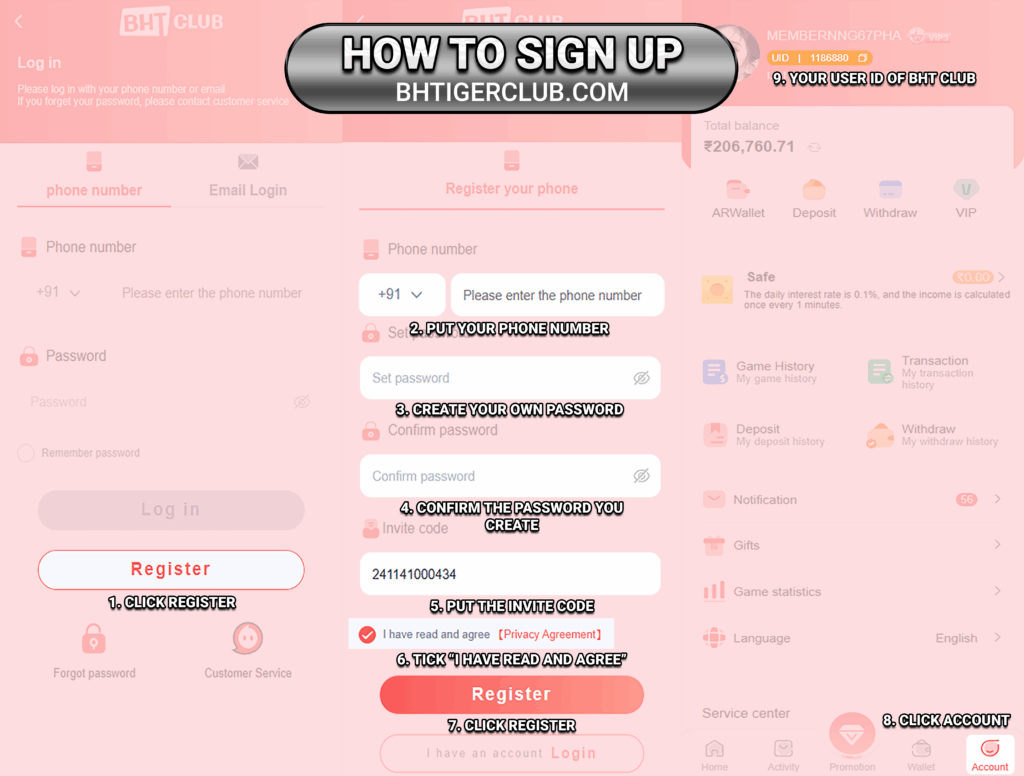 bht club how to sign up
